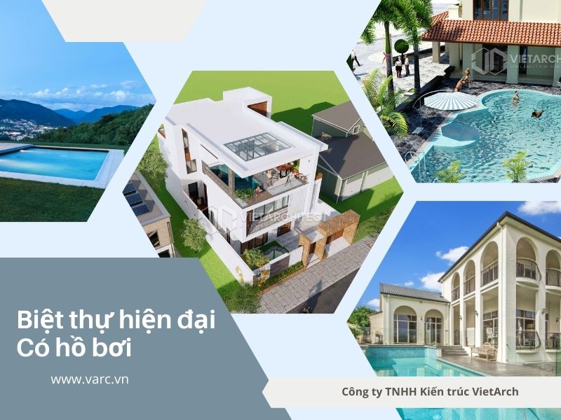 Thiết kế biệt thự hiện đại có bể bơi trong nhà tại tầng 3